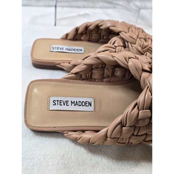 Steve Madden Womens Woven Tan Flat Sandals Size‎ 8.5M - Picture 2 of 11